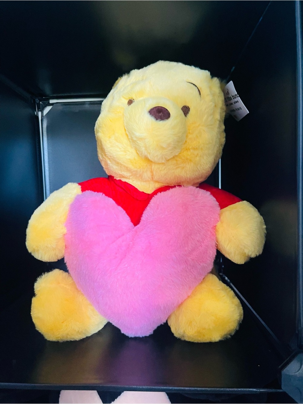 Large!! 15” Plush Yellow Bear Holding Pink Heart - Kids Toy